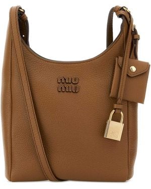 Miu Miu Camel Leather Crossbody Bag - Brown