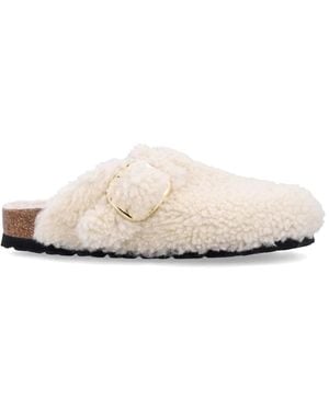 Birkenstock Boston Big Buckle Teddy - White