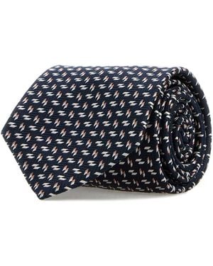 Brioni Crav. Stand. 8X150 Silk Micromotif Jacquard - Black