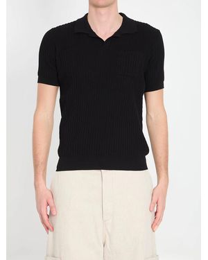 Roberto Collina Ribbed Polo Shirt - Black