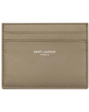 Saint Laurent Calf Leather Card Case - Grey
