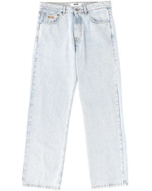 MSGM Jeans With Embroidered Logo - Blue