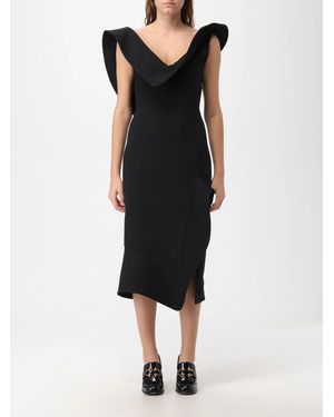 Bottega Veneta Structured Leather Midi Dress - Black