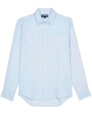 Vilebrequin Plain Linen Shirt With Chest Pocket - Blue