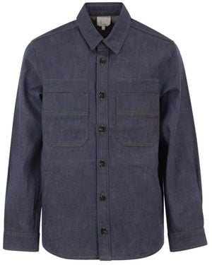 A.P.C. Cotton Denim Shirt With Patch Pockets - Blue