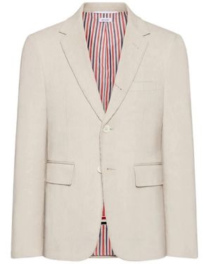 Thom Browne Veste Sport Coat Velours Côtelé Fin Sable Trois Boutons - Natural