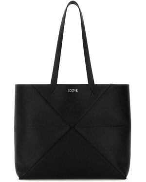 Loewe Puzzle Fold Tote Horizontal M - Black