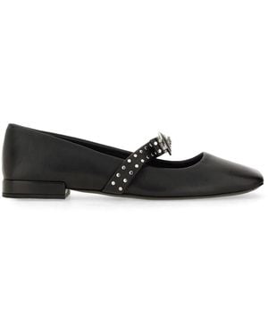 Versace Gianni Ribbon With Studs Ballerina - Black