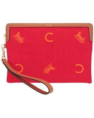 Celine Small Triomphe Logo-Print Pouch - Red