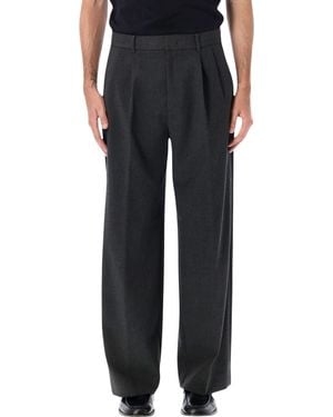 DUNST Double Pleated Wide Trousers - Black