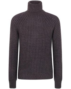 Nuur Military Stitch Long Sleeves Turtle Neck Jumper - Blue