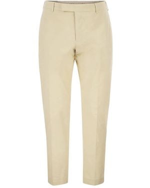 PT Torino Stretch Cotton Tailored Trousers - Natural