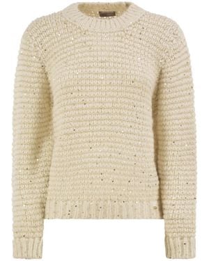 Herno Alpaca-Blend Sweater With Sequins - Natural