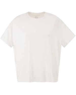 Majestic Stretch Viscose T-Shirt With Round Neckline - White