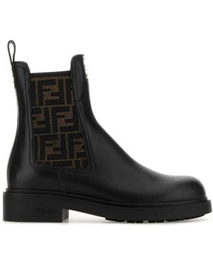 Fendi Leather Filo Ankle Boots - Black