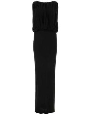 Saint Laurent Draped T-Shirt Gown For Ss23 - Black