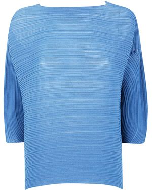 Pleats Please Issey Miyake "Sheer Bounce Knit" Shirt - Blue