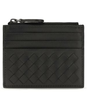 Bottega Veneta Intrecciato Zip Card Holder - Black