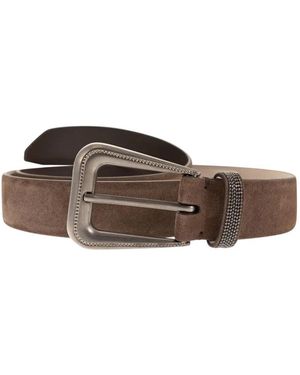 Brunello Cucinelli Suede Calfskin Belt - Brown