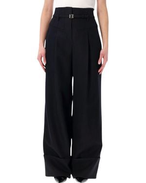 Fendi Grain De Poudre Wool Trousers - Black