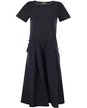 Herno Jersey And Poplin Combination Dress - Black