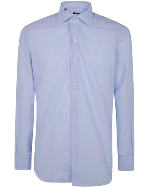 Barba Napoli Classic Honeycomb Weft Shirt - Blue