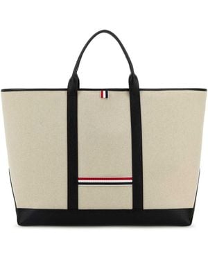 Thom Browne Sand Canvas Travel Bag - Natural