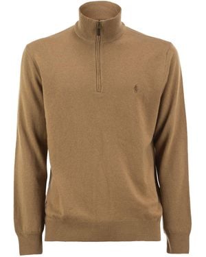 Polo Ralph Lauren Wool Half-Zip High-Neck Sweater - Brown