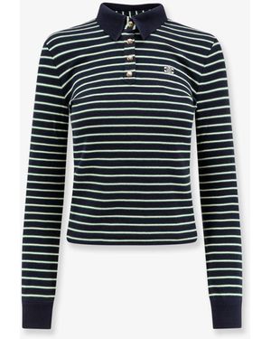 Tシャツ・カットソー CELINE Cotton knit polo shirt striped motif Celine Cotton Knit Polo Shirt With Striped Motif in Blue | Lyst