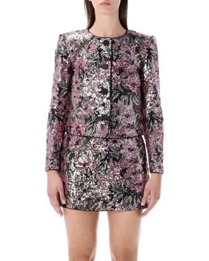Self-Portrait Floral Sequin Jacket - Multicolour