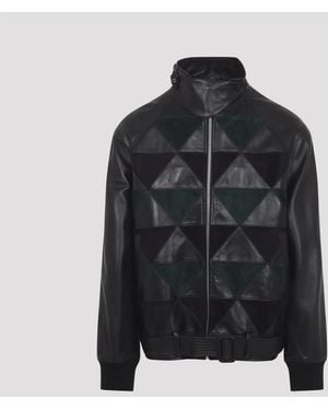 Lanvin Intarsia Calf Leather Bomber Jacket - Black