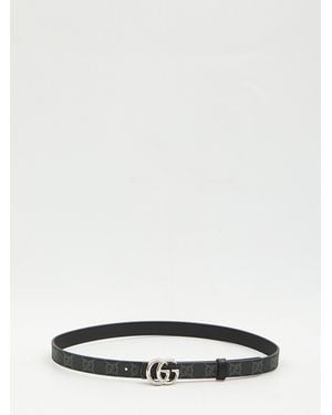 Gucci Reversible Gg Marmont Skinny Belt - White