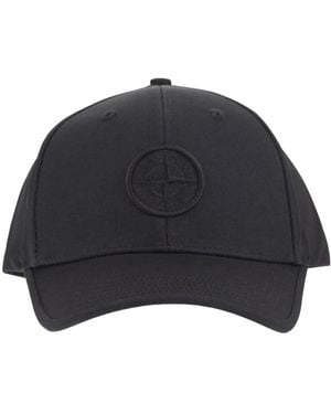 Stone Island Cap With Compass Logo - Black
