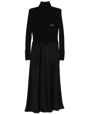 Elisabetta Franchi Double Fabric Dress - Black