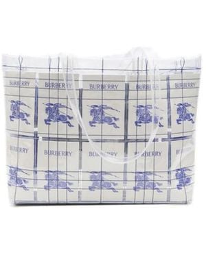 Burberry Embroidered Pvc Shopping Bag - White