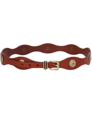 Etro Leather Belt With Jewel Studs - Brown