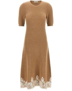 Alberta Ferretti Lace Hem Dress - Natural