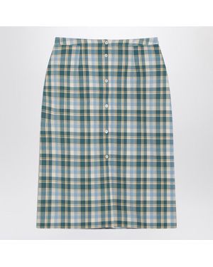Prada Ottanio Pencil Skirt With Check Pattern - Blue