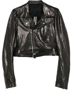 Rick Owens Cropped "Luke" S Stooges Leather Jacket - Black