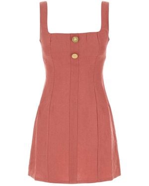 LeKasha Dark Linen Mini Dress - Red