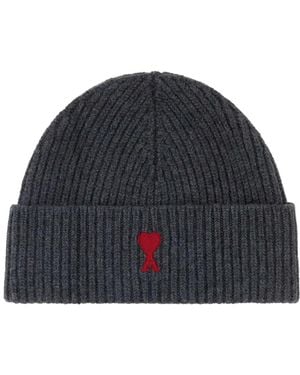 Ami Paris Quota -Beanie With Contrasted De Coeur - Blue