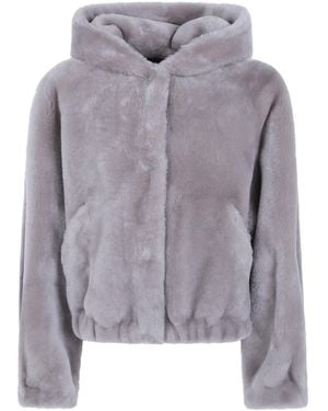 Blancha Straight Merino Shearling Jacket - Gray