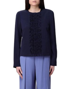 Emporio Armani Ruffled Long-Sleeve Dress - Blue