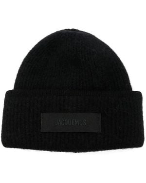 Jacquemus Gros Grain Knitted Beanie - Black