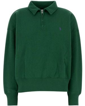 Polo Ralph Lauren Logo Shirt Collar Sweatshirt - Green