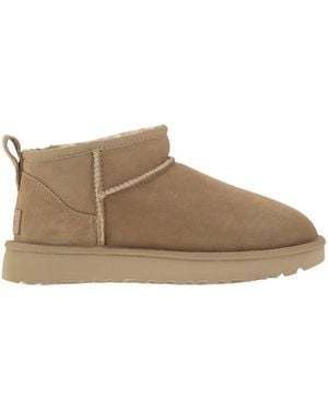 UGG Sand Suede Classic Ultra Mini Ankle Boots - Brown
