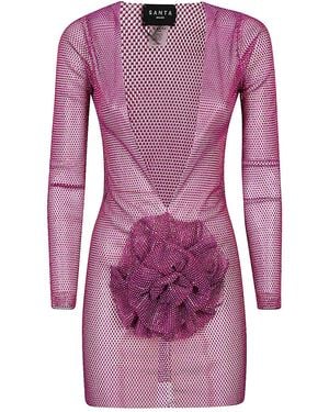 Santa Brands Flower-Applique Mini Dress - Purple