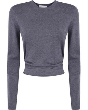 Semicouture "Kristy" Naked Back Round Neck Sweater - Blue