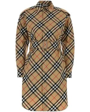 Burberry Embroidered Cotton Shirt Dress - Multicolor