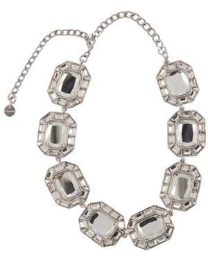Self-Portrait Crystal Necklace - Metallic